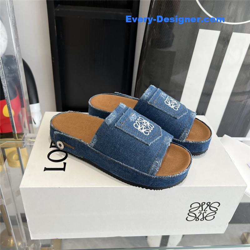 L0ew* denim slippers