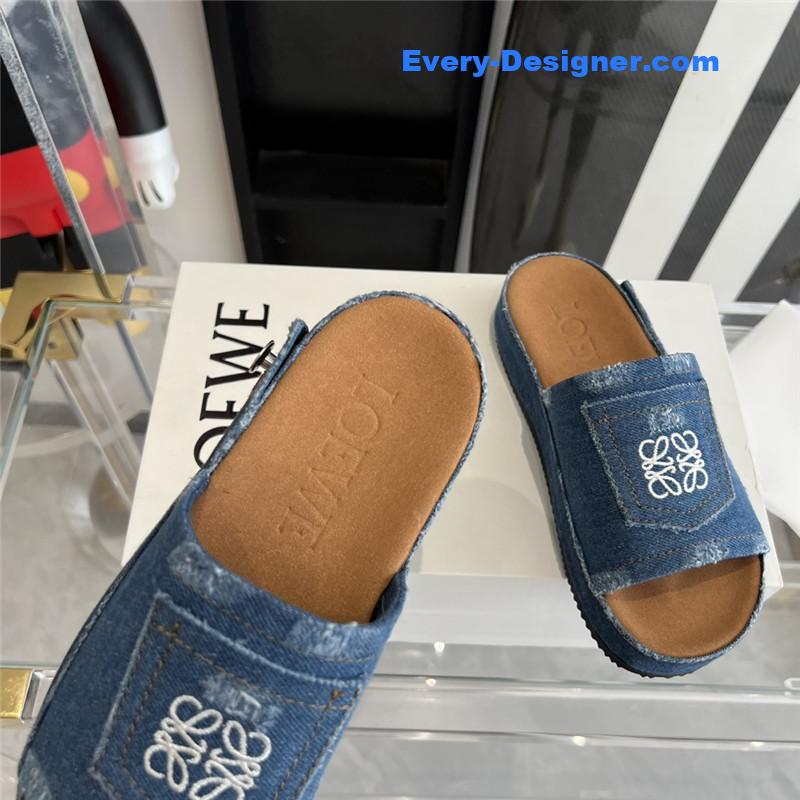 L0ew* denim slippers