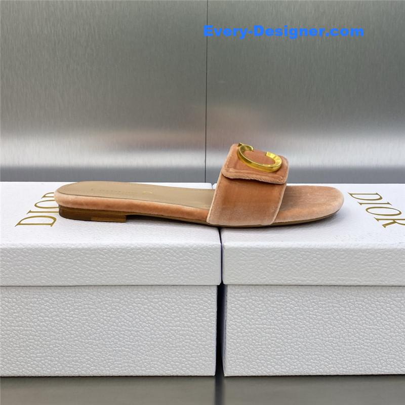 D10r cd letter logo metal buckle flat color block sandals