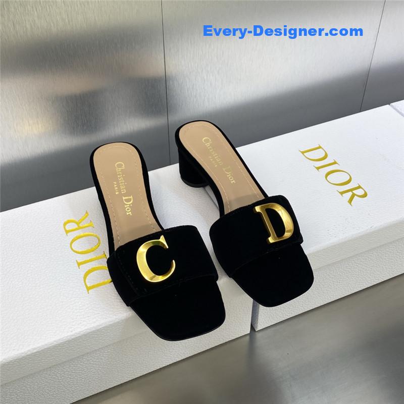 D10r cd letter logo metal buckle flat color block sandals