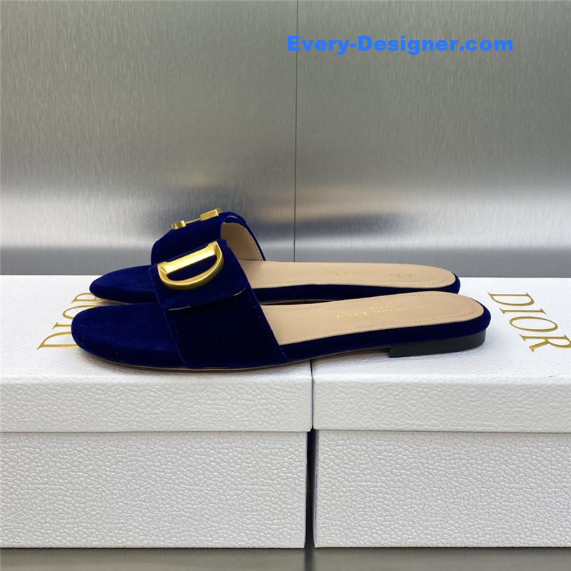 D10r cd letter logo metal buckle flat color block sandals