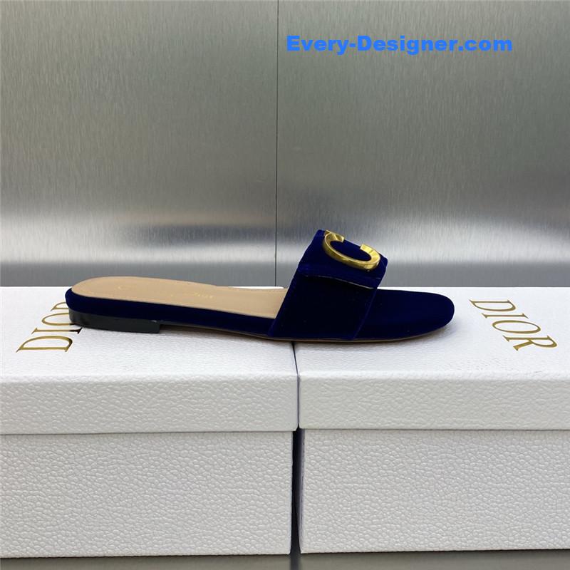 D10r cd letter logo metal buckle flat color block sandals