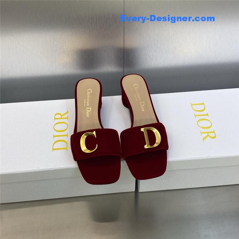 D10r cd letter logo metal buckle flat color block sandals