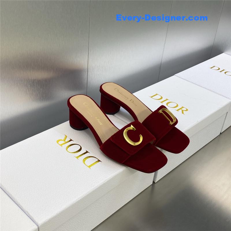 D10r cd letter logo metal buckle flat color block sandals