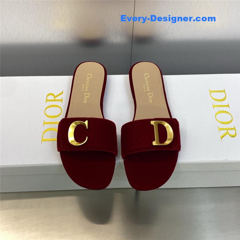 D10r cd letter logo metal buckle flat color block sandals