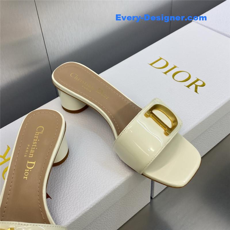 D10r cd letter logo metal buckle flat color block sandals