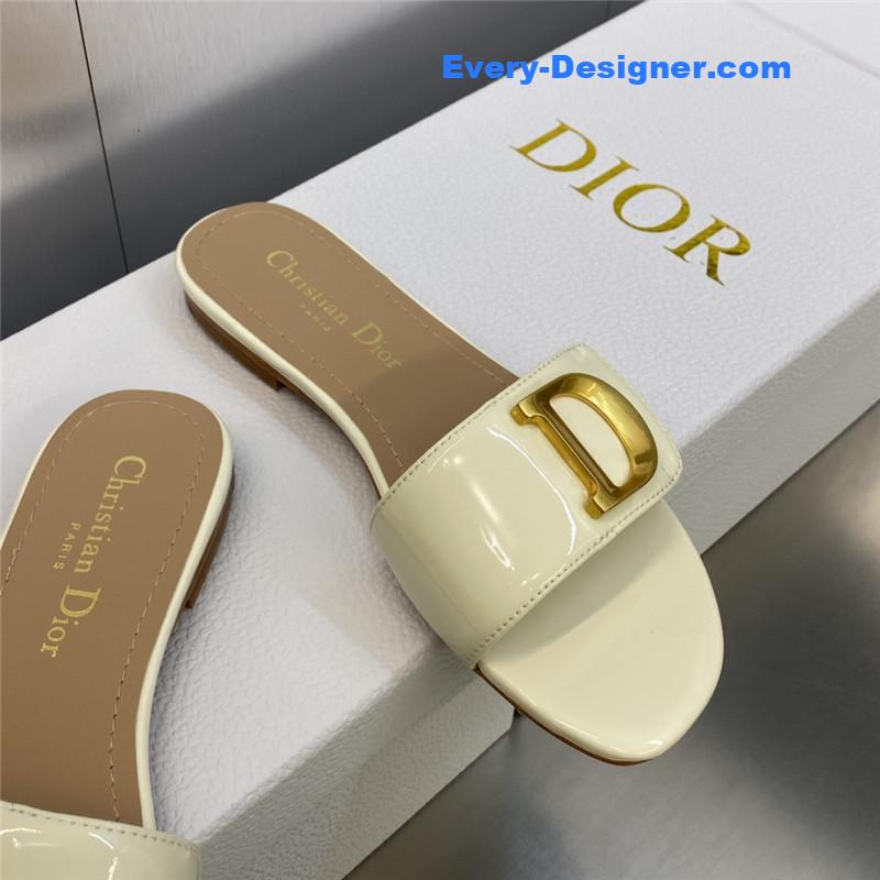 D10r cd letter logo metal buckle flat color block sandals