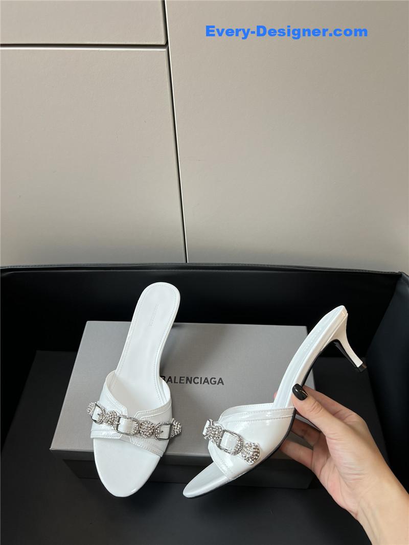 Ba1en*iaga silver stud buckle spice slippers