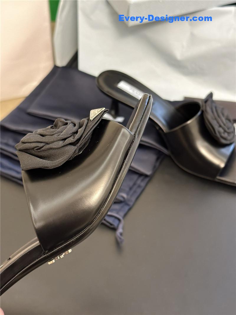 Pra*a satin floral high heel slides