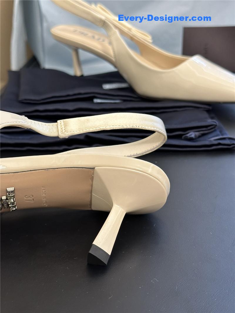 Pra*a paneled satin bow pumps