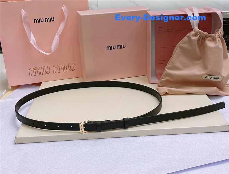 M1um1u metal perforated micro-logo leather belt
