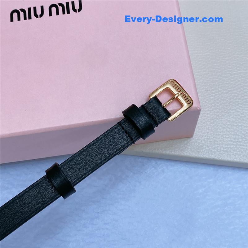 M1um1u metal perforated micro-logo leather belt
