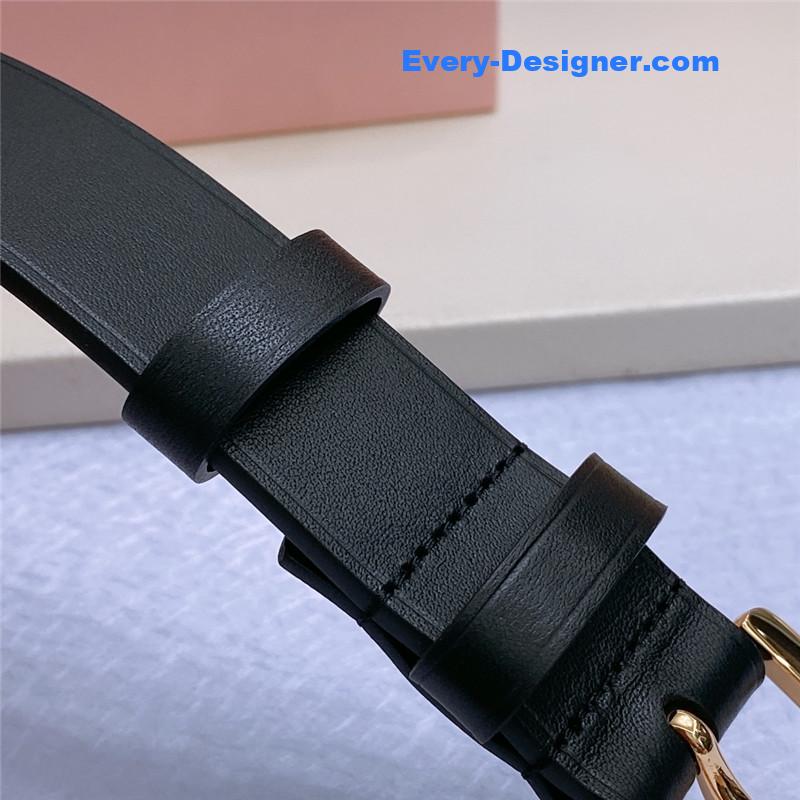 M1um1u metal perforated micro-logo leather belt