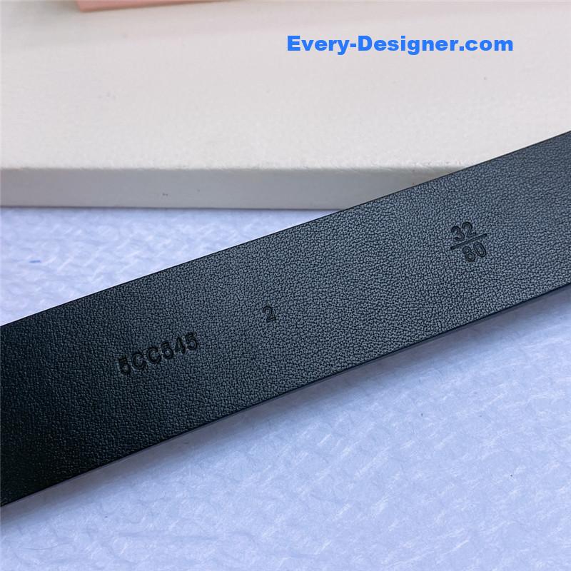 M1um1u metal perforated micro-logo leather belt