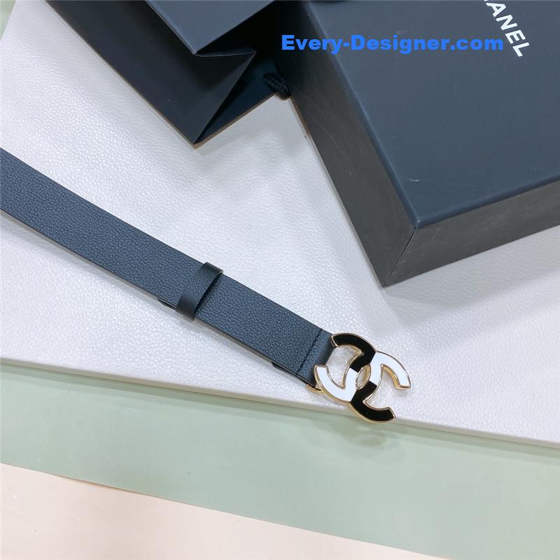 Ch**el black and white enamel double c logo belt