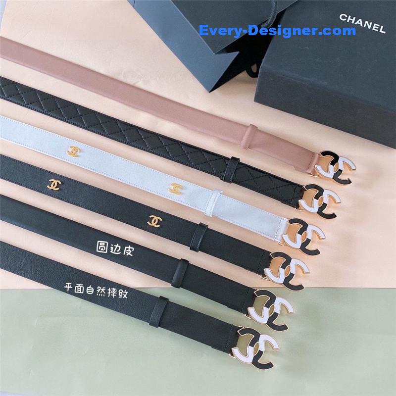 Ch**el black and white enamel double c logo belt