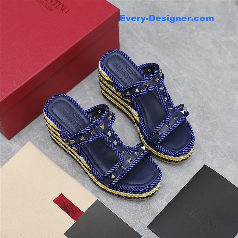 Va1e*ntin0 rope studded wedge sandals