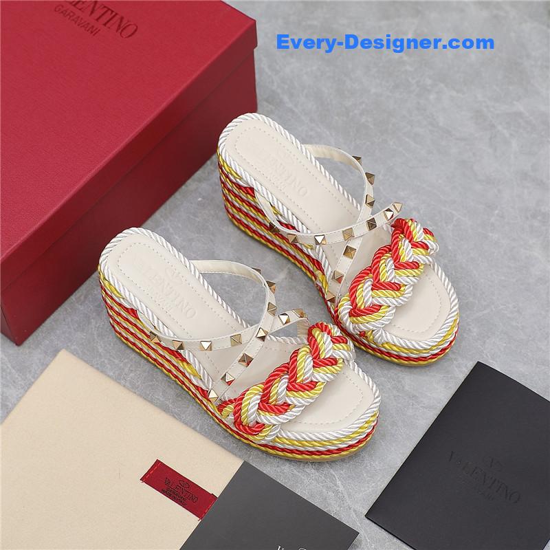 Va1e*ntin0 rope studded wedge sandals