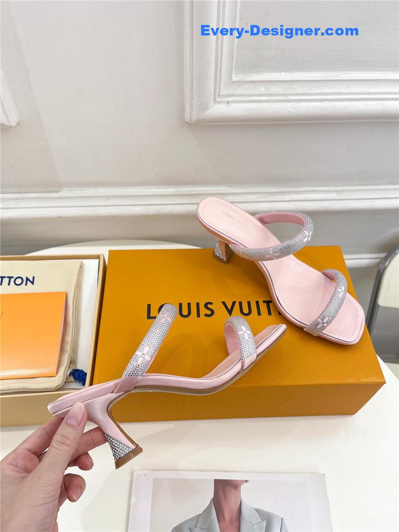 l0vis vvtt0n lv square toe hot D1am0nd high-heeled slippers