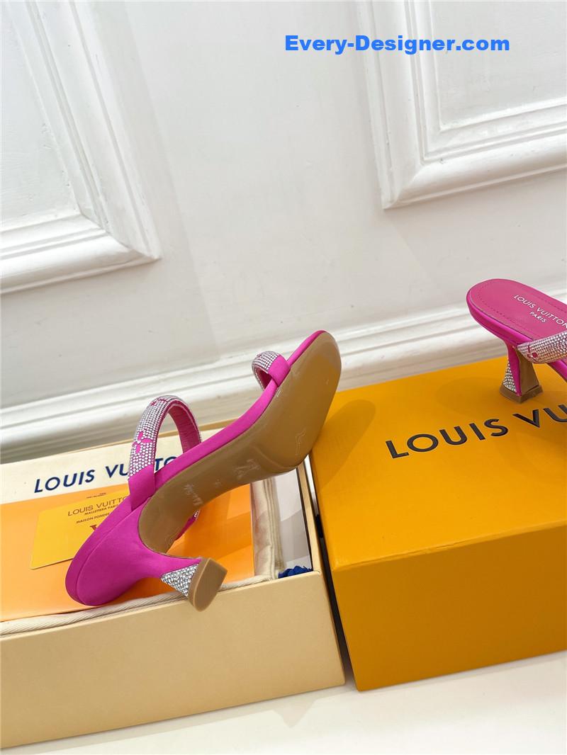 l0vis vvtt0n lv square toe hot D1am0nd high-heeled slippers