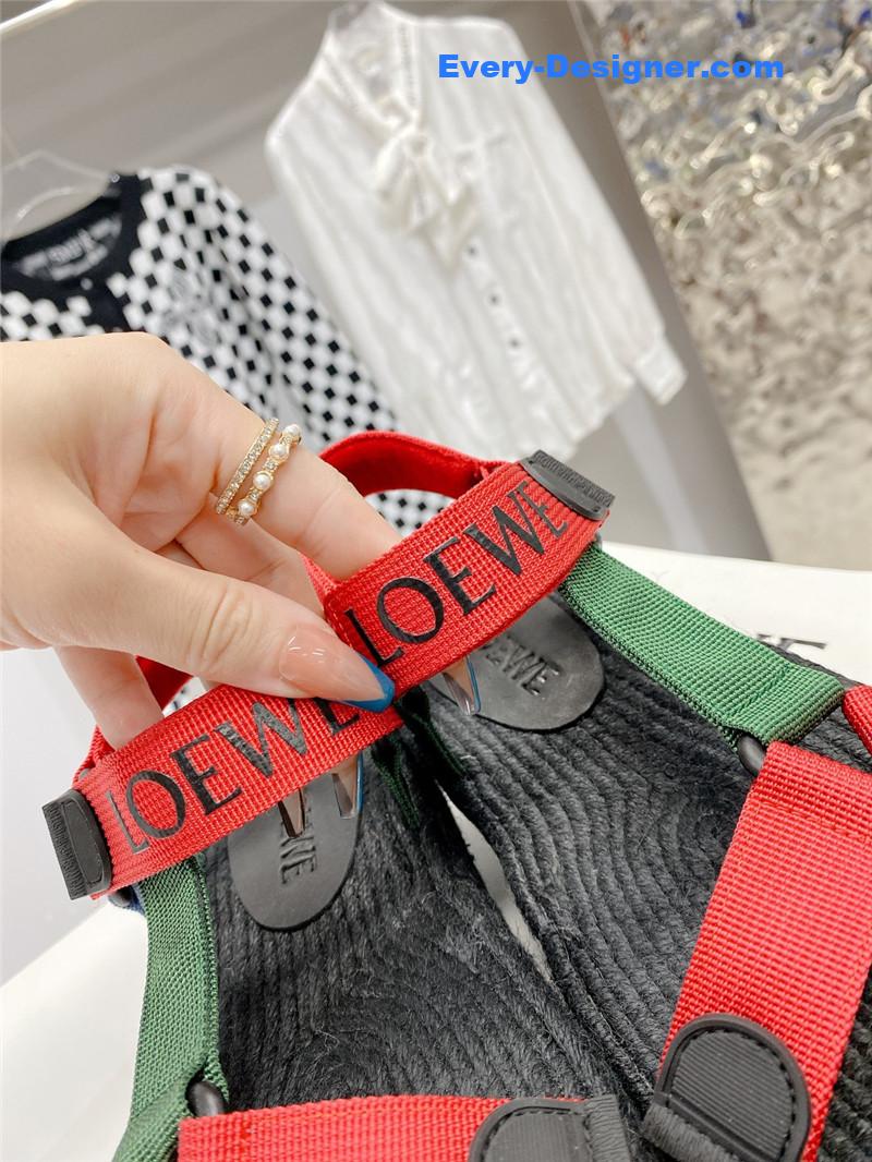 L0ew* new straw platform color block sandals