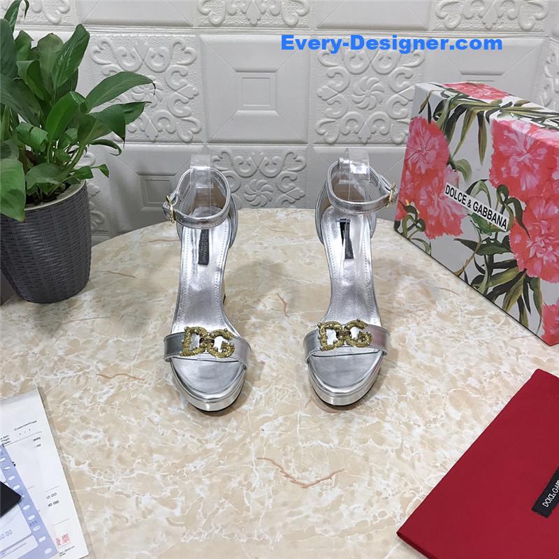 Dolce & Gabbana d&g platform DG big gold buckle heel sandals
