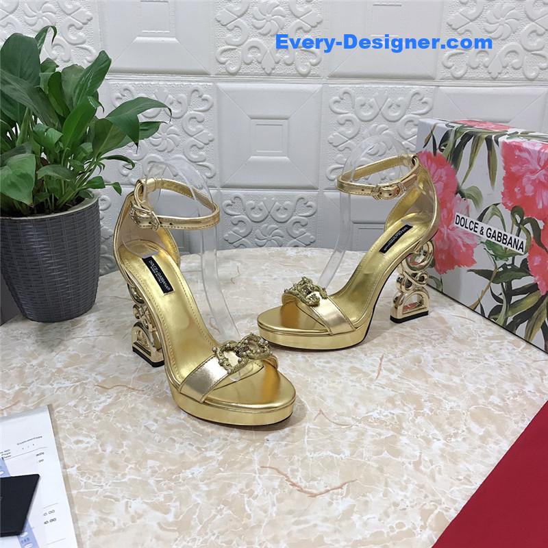 Dolce & Gabbana d&g platform DG big gold buckle heel sandals
