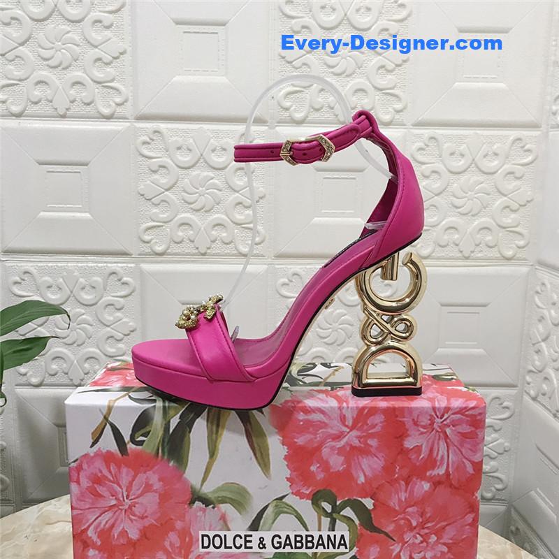 Dolce & Gabbana Baroque DG 105mm Fuchsia Leather Sandals