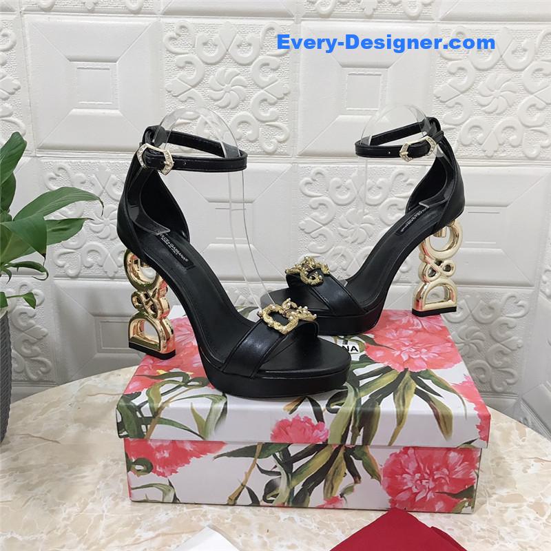 Dolce & Gabbana d&g platform DG big gold buckle heel sandals