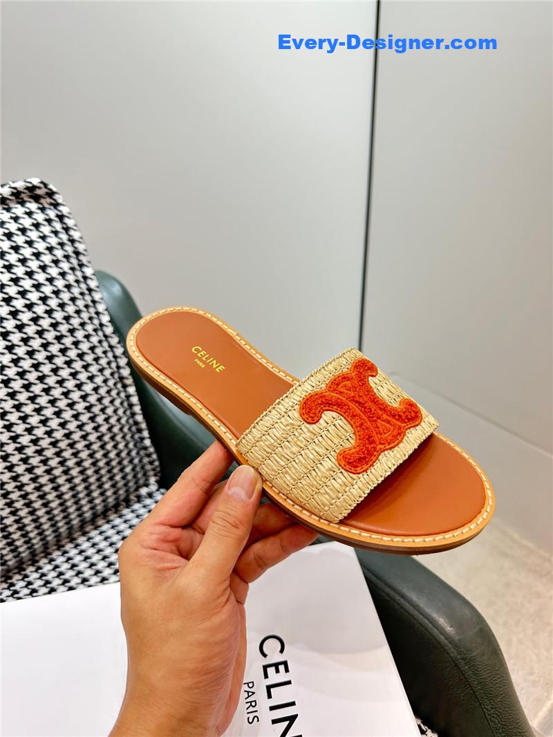 Ce1i*e british style flat micro logo sandals and slippers
