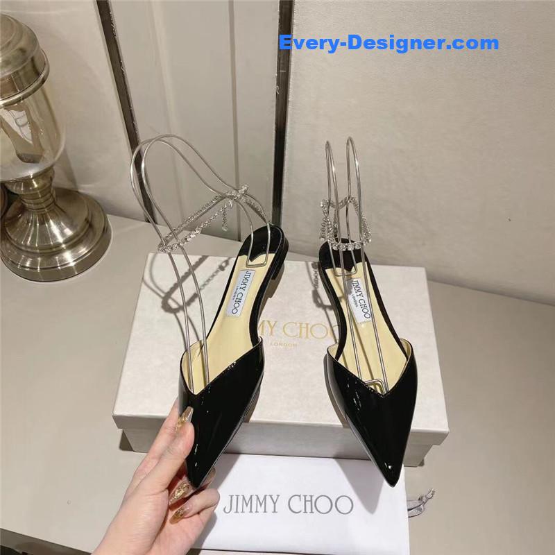 J1m*y Ch00 spring and summer crystal chain pumps