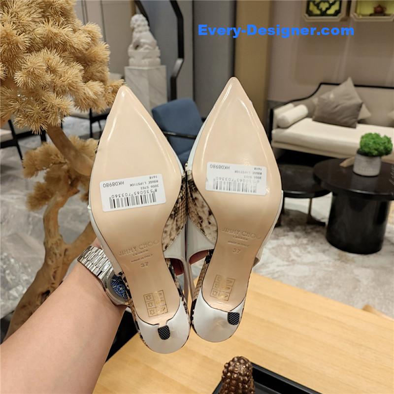 J1m*y Ch00 high-heeled hollow leather style pointed sandals