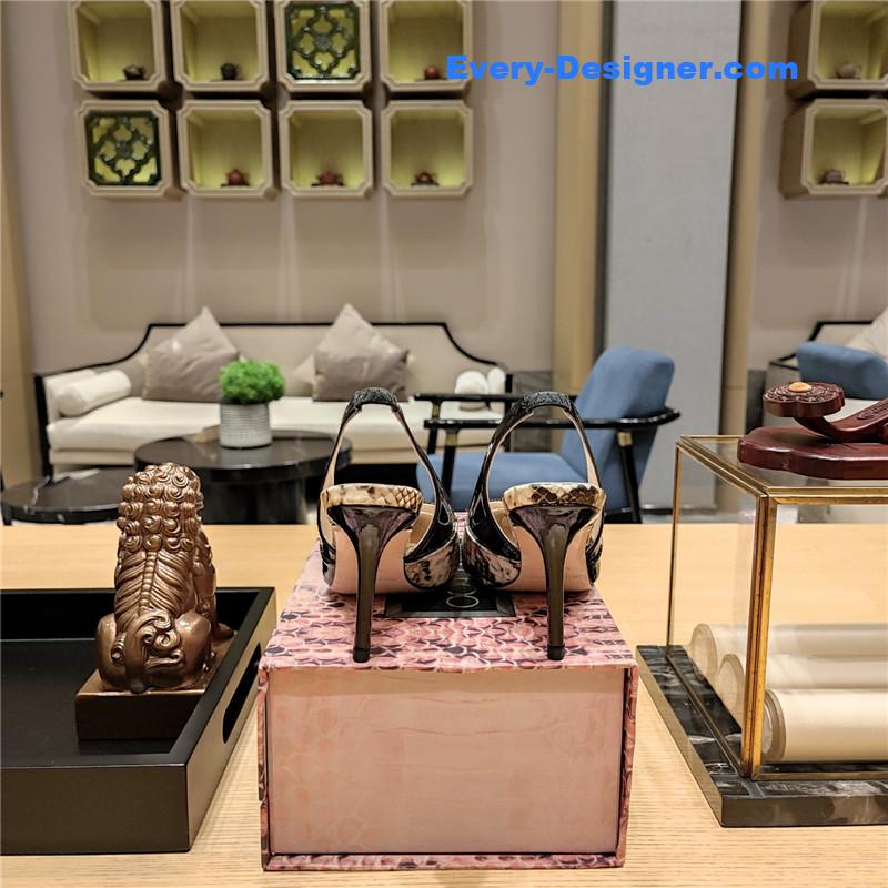 J1m*y Ch00 high-heeled hollow leather style pointed sandals