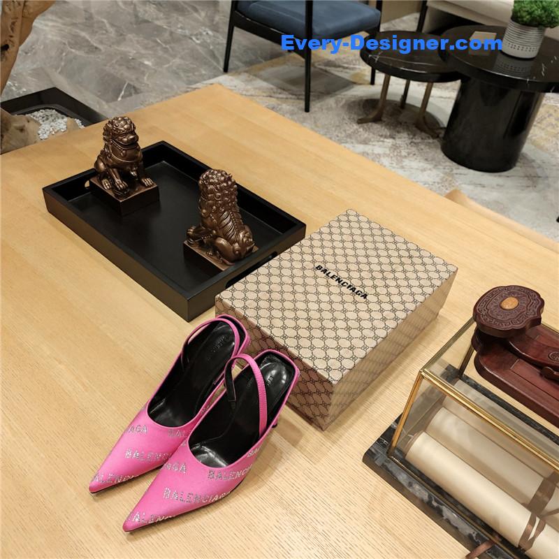 Ba1en*iaga pointed toe stiletto square tail mule sliders