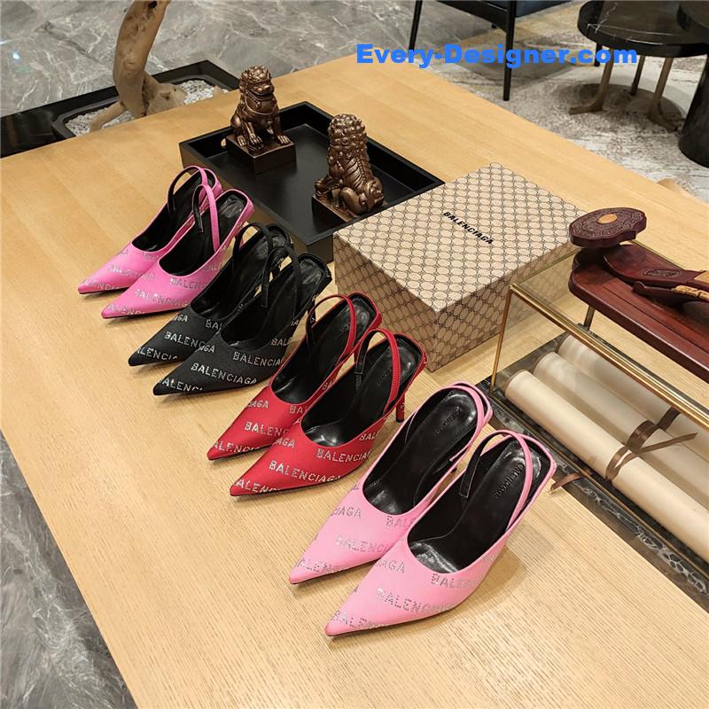 Ba1en*iaga pointed toe stiletto square tail mule sliders