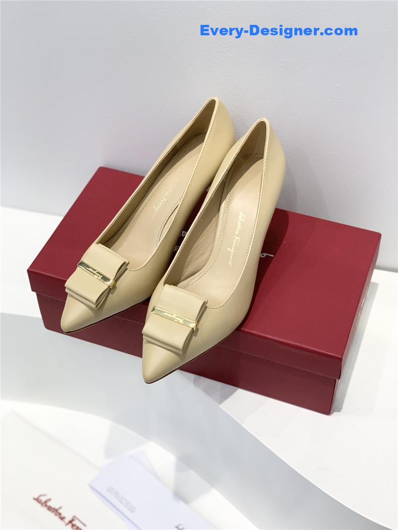 Salvatore Ferragamo double bow pointed pumps