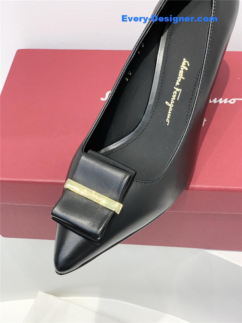 Salvatore Ferragamo double bow pointed pumps