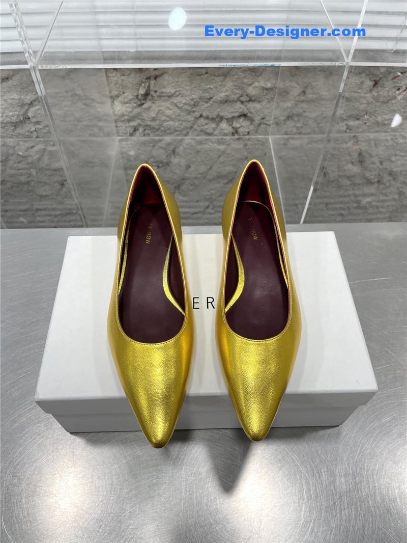 The R0w new french pointed toe chunky low-heeled shoes