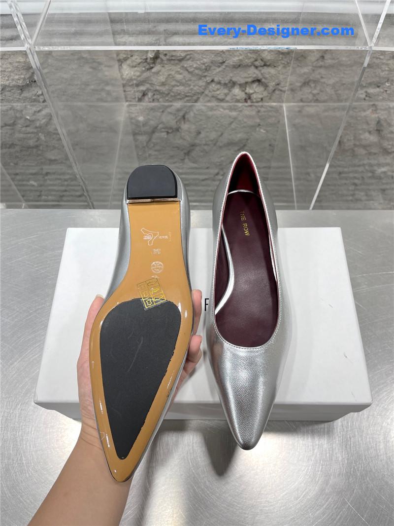The R0w new french pointed toe chunky low-heeled shoes