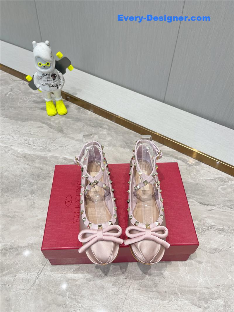 Va1e*ntin0 rockstud studded satin ballet flats