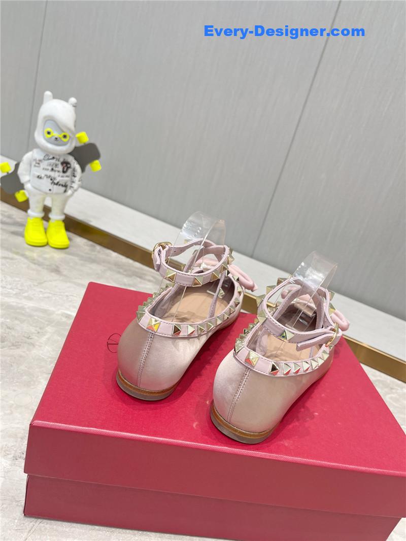 Va1e*ntin0 rockstud studded satin ballet flats