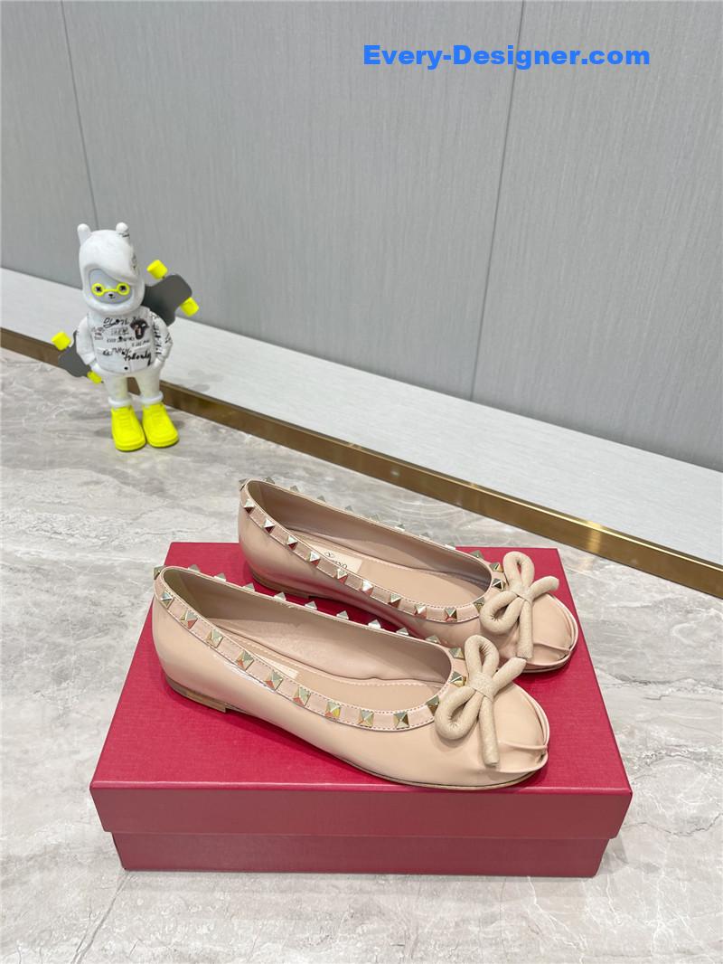 Va1e*ntin0 rockstud studded satin ballet flats
