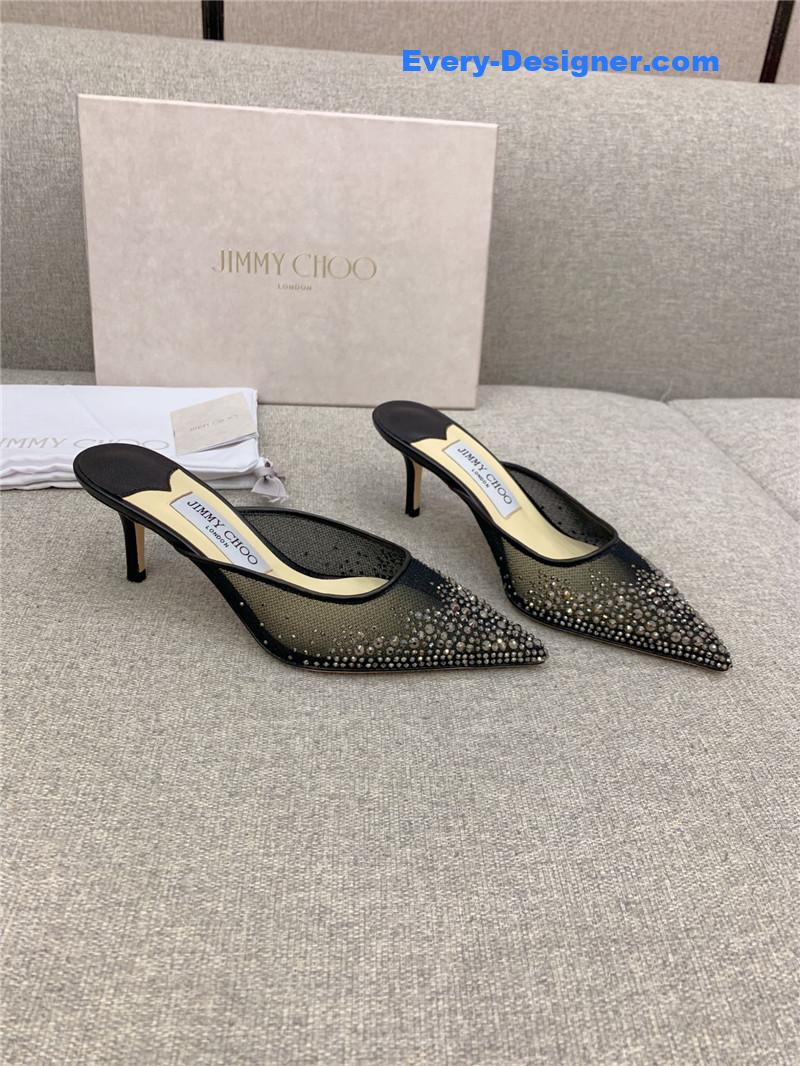 J1m*y Ch00 new rhinestone mesh fairy shoes wedding shoes