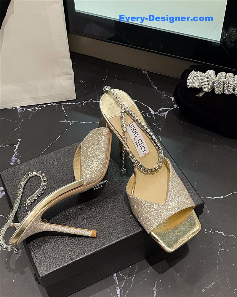 J1m*y Ch00 new ice fish mouth high-heeled sandals