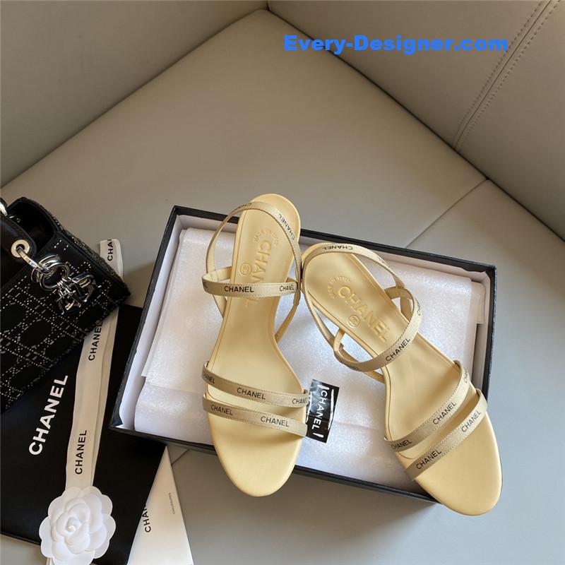 Ch**el beige satin ribbon heels