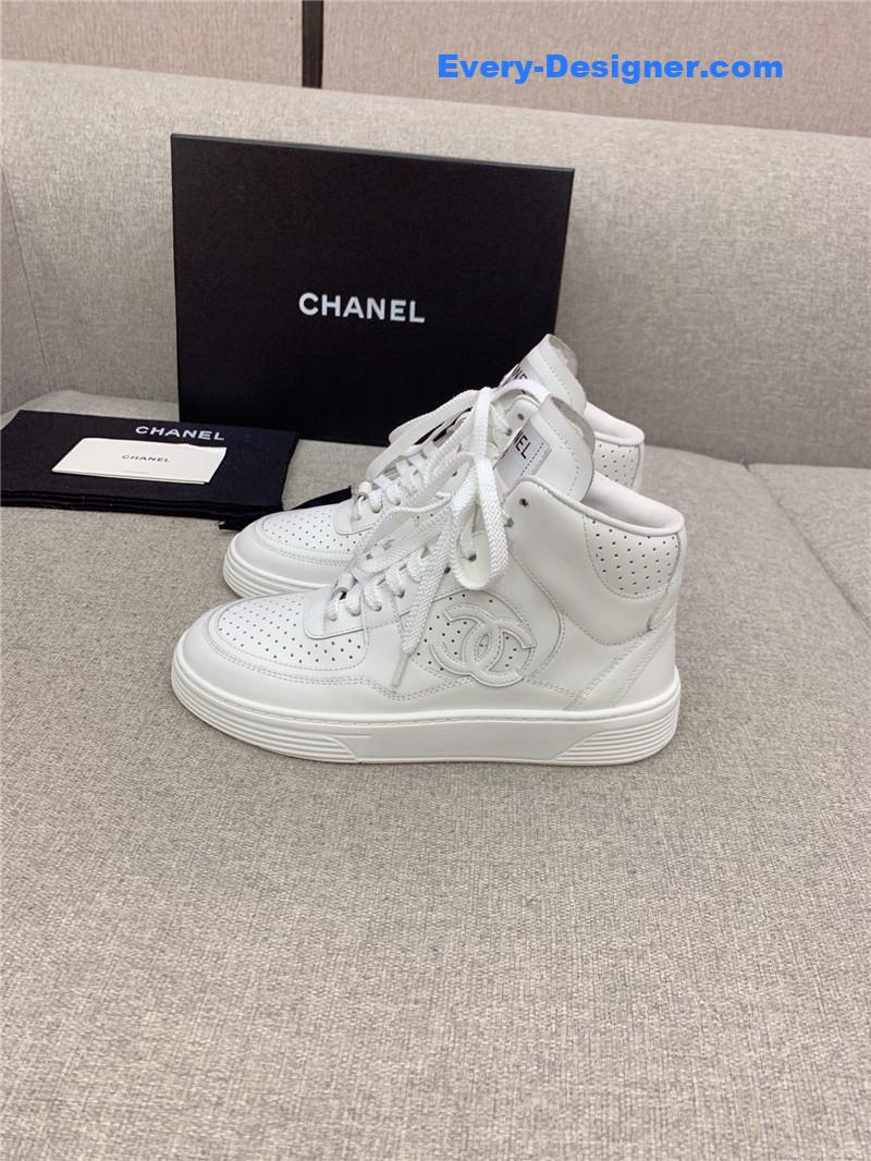 Ch**el white high-top sneakers