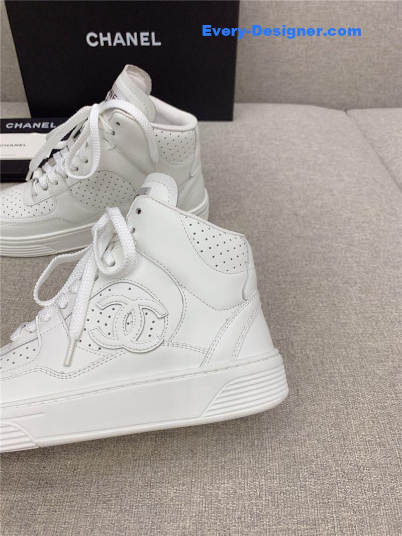 Ch**el white high-top sneakers