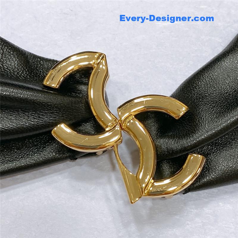 Ch**el smooth Ch**el brass buckle sheepskin elastic belt