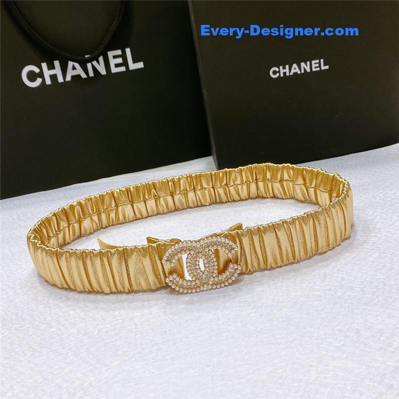 Ch**el smooth Ch**el brass buckle sheepskin elastic belt