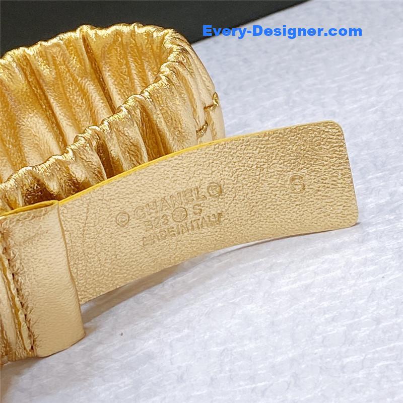 Ch**el smooth Ch**el brass buckle sheepskin elastic belt